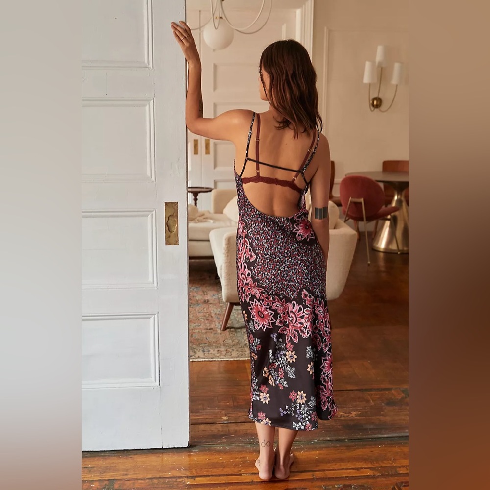 Free People✨Your Better Side Slip Dress- Black Combo - Picture 6 of 13